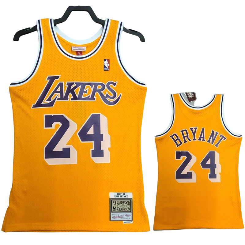 2007-2008 LAKERS BRYANT #24 Yellow Retro Top Quality Hot Pressing NBA Jersey