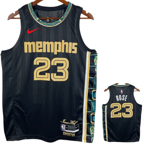 22-23 Grizzlies ROSE #23 Black City Edition Top Quality Hot Pressing NBA Jersey
