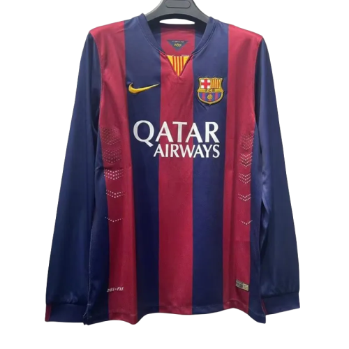 2014-2015Mens   Barcelona  Home Long Sleeve Retro Soccer Jersey
