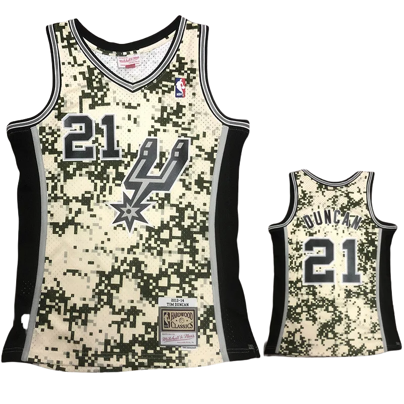 2013-14 SA Spurs DUNCAN #21 Green CamouflageTop Quality Hot Pressing NBA Jersey