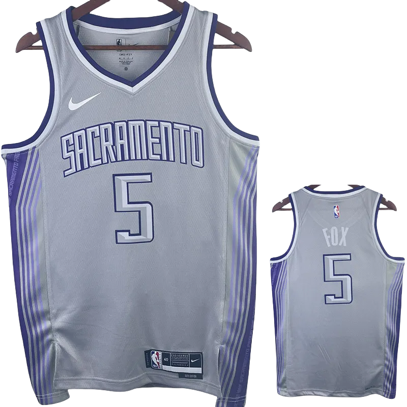 22-23 Kings FOX #5 Grey City Edition Top Quality Hot Pressing NBA Jersey