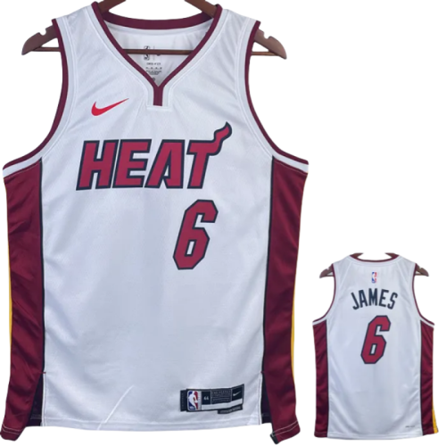 22-23 HEAT JAMES #6 White Top Quality Hot Pressing NBA Jersey