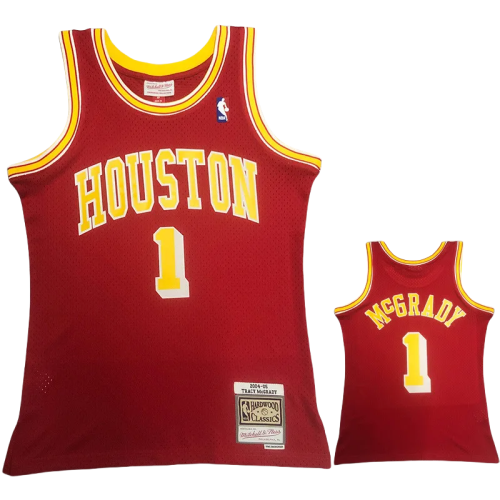 2004-05 ROCKETS McGRADY #1 Red Retro Top Quality Hot Pressing NBA Jersey
