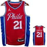 22-23 76ERS EMBIID #21 Red Top Quality Hot Pressing NBA Jersey (Trapeze Edition)
