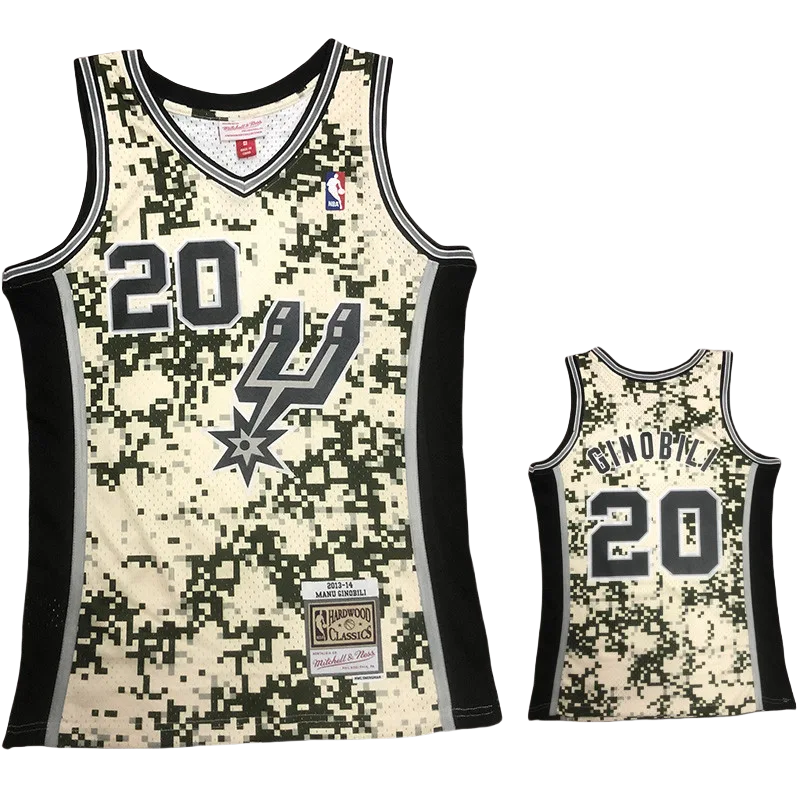 2013-14 SA Spurs GINOBILI #20 Green CamouflageTop Quality Hot Pressing NBA Jersey