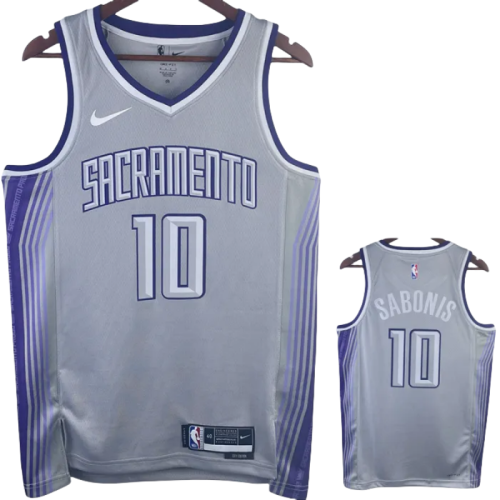 22-23 Kings SABONIS #10 Grey City Edition Top Quality Hot Pressing NBA Jersey