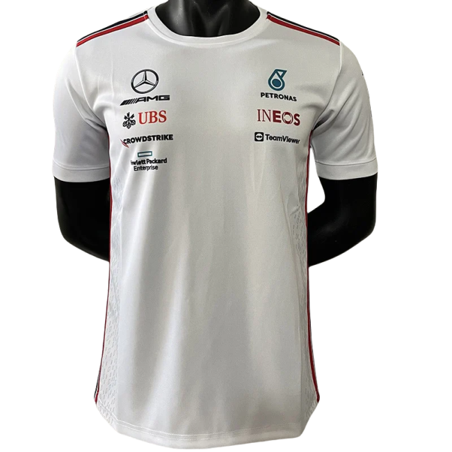 2023 F1 Formula One Mercedes White Racing Suit(圆领)