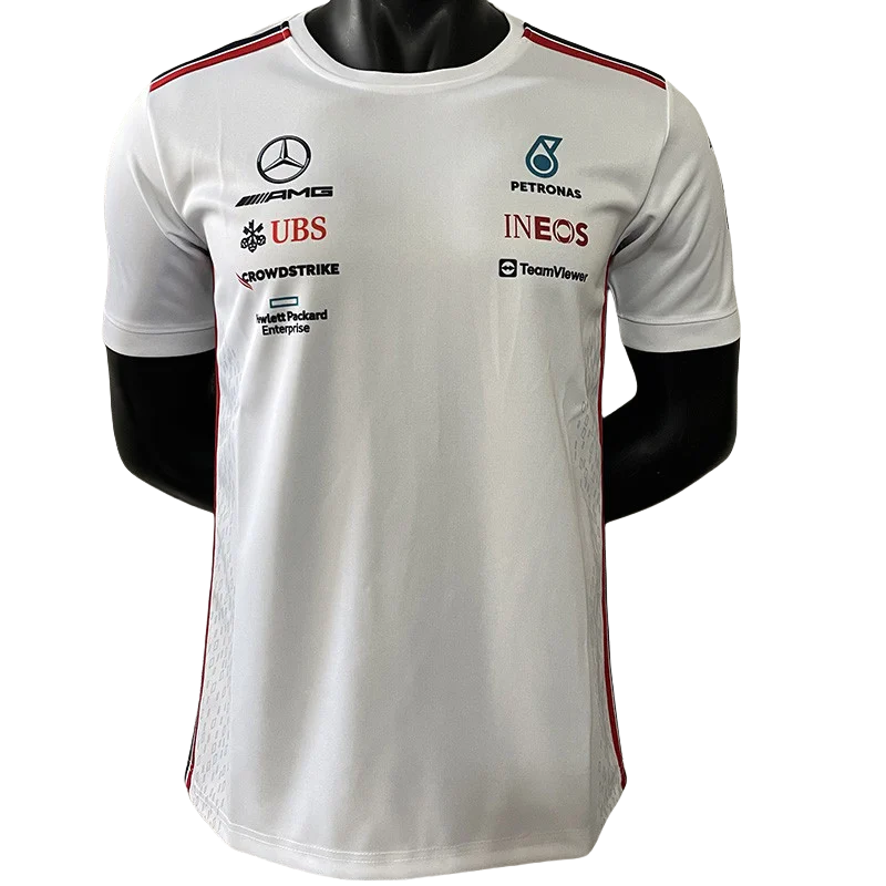 2023 F1 Formula One Mercedes White Racing Suit(圆领)