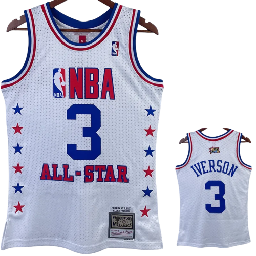 ALL-STAR IVERSON #3 White Top Quality Hot Pressing NBA Jersey