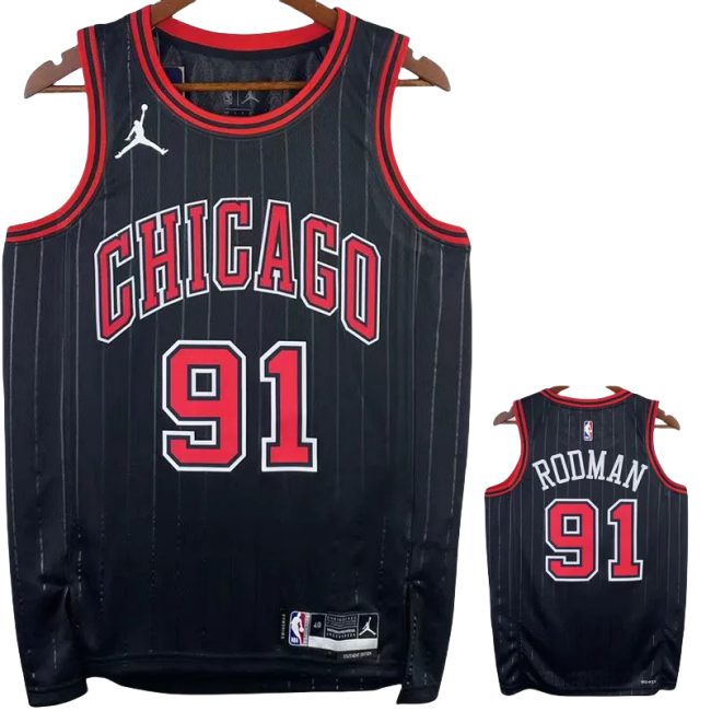 22-23 BULLS RODMAN #91 Black Top Quality Hot Pressing NBA Jersey (Trapeze Edition)