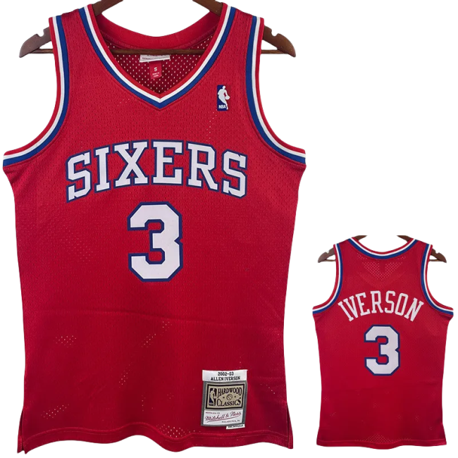 1996-97 76ERS IVERSON #3 Red Retro Top Quality Hot Pressing NBA Jersey