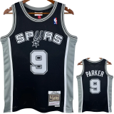 2002-03 SA Spurs PARKER #9 Black Retro Top Quality Hot Pressing NBA Jersey
