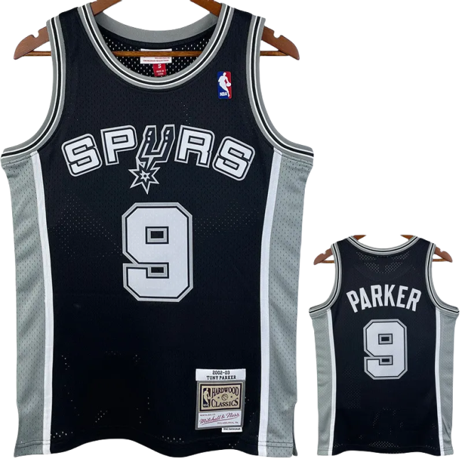 2002-03 SA Spurs PARKER #9 Black Retro Top Quality Hot Pressing NBA Jersey