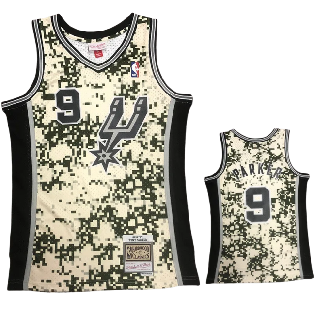 2013-14 SA Spurs PARKER #9 Green CamouflageTop Quality Hot Pressing NBA Jersey (迷彩）