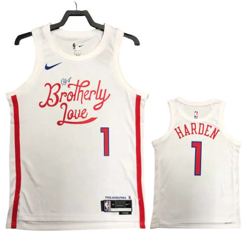 22-23 76ERS HARDEN #1 White City Edition Top Quality Hot Pressing NBA Jersey