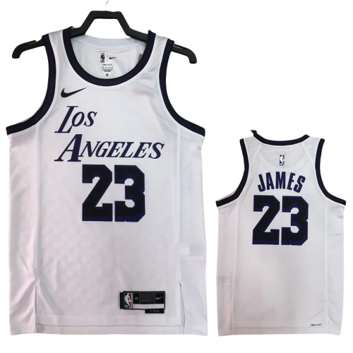 22-23 LAKERS JAMES #23 White City Edition Top Quality Hot Pressing NBA Jersey