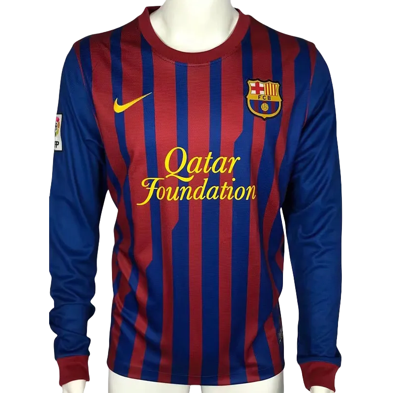 2011-2012  Barcelona Home Long Sleeve Retro Soccer Jersey
