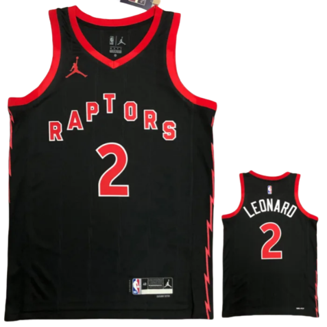 22-23 RAPTORS LEONARD #2 Black red Top Quality Hot Pressing NBA Jersey (Trapeze Edition)