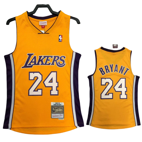 2009 LAKERS BRYANT #24 Yellow Retro Top Quality Hot Pressing NBA Jersey