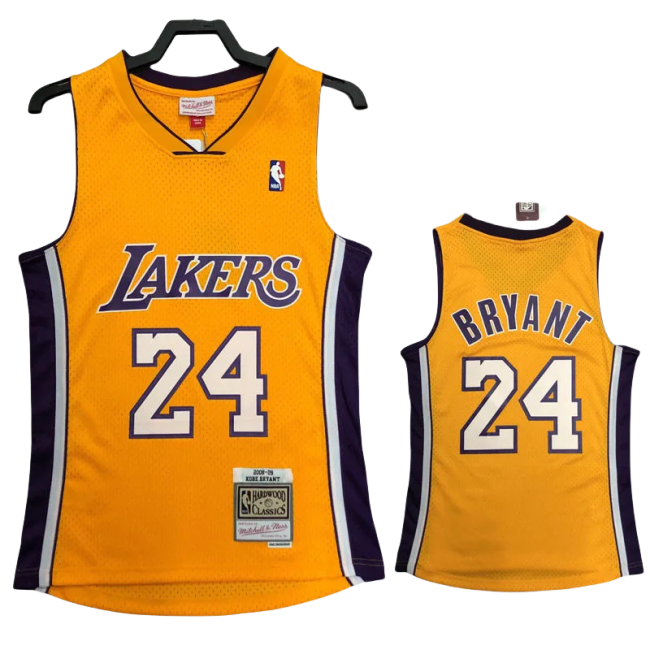2009 LAKERS BRYANT #24 Yellow Retro Top Quality Hot Pressing NBA Jersey