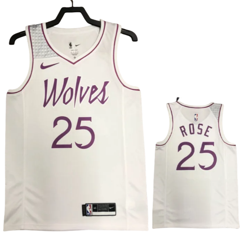 2018-19 Timberwolves ROSE #25 White Retro Top Quality Hot Pressing NBA Jersey