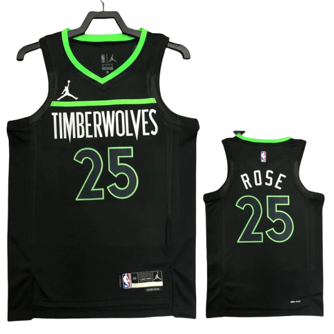 22-23 TIMBERWOLVES ROSE #25 Black Top Quality Hot Pressing NBA Jersey (Trapeze Edition)