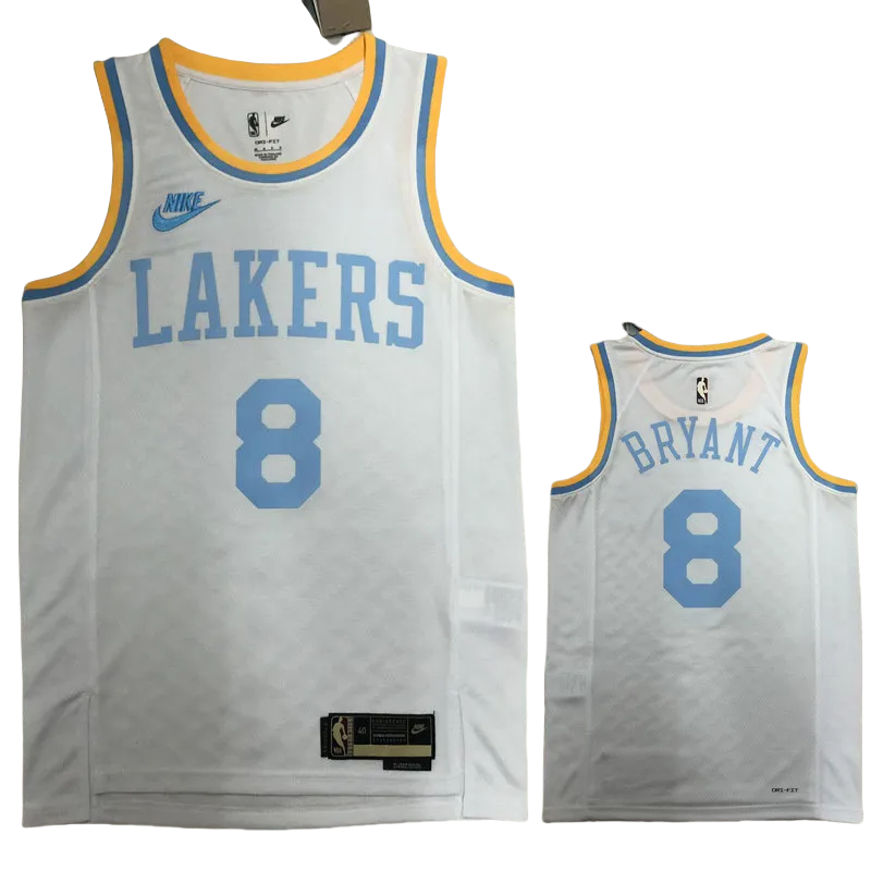 22-23 LAKERS BRYANT #8 White Top Quality Hot Pressing NBA Jersey (Retro Logo)