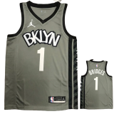 NETS BRIDGES #1 Grey Top Quality Hot Pressing NBA Jersey (Trapeze Edition)