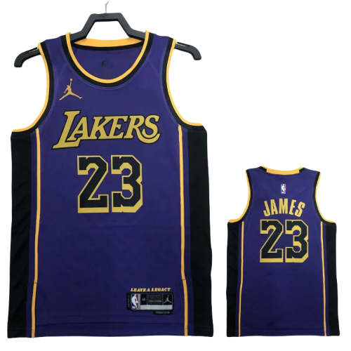 22-23 LAKERS JAMES #23 Purple Top Quality Hot Pressing NBA Jersey (Trapeze Edition)
