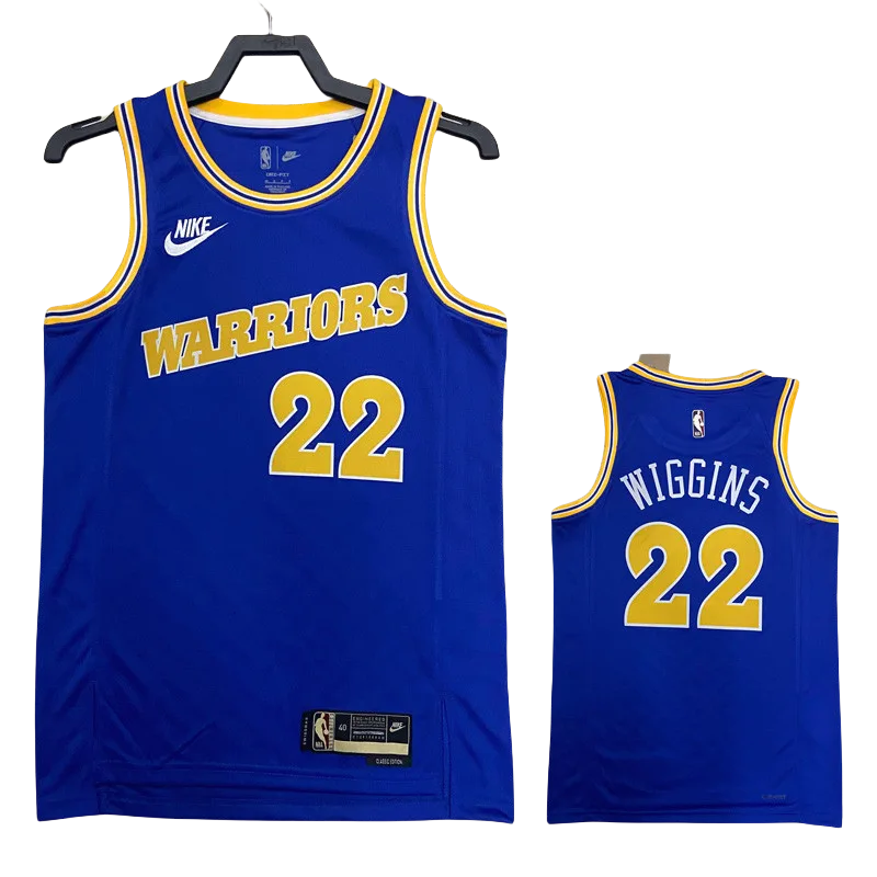 22-23 WARRIORS WIGGINS #22 Blue Top Quality Hot Pressing NBA Jersey (Retro Logo)