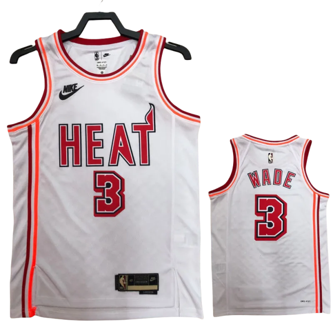 22-23 Heat WADE #3 White Top Quality Hot Pressing NBA Jersey (Retro Logo)