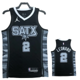 22-23 SA Spurs LEONARD #2 Black Top Quality Hot Pressing NBA Jersey (Trapeze Edition)