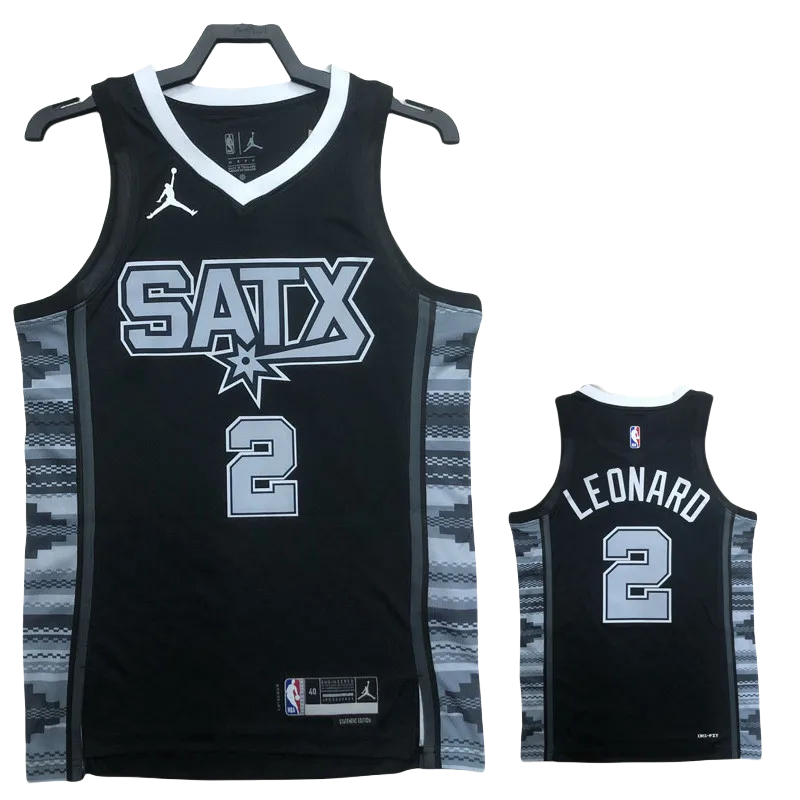 22-23 SA Spurs LEONARD #2 Black Top Quality Hot Pressing NBA Jersey (Trapeze Edition)