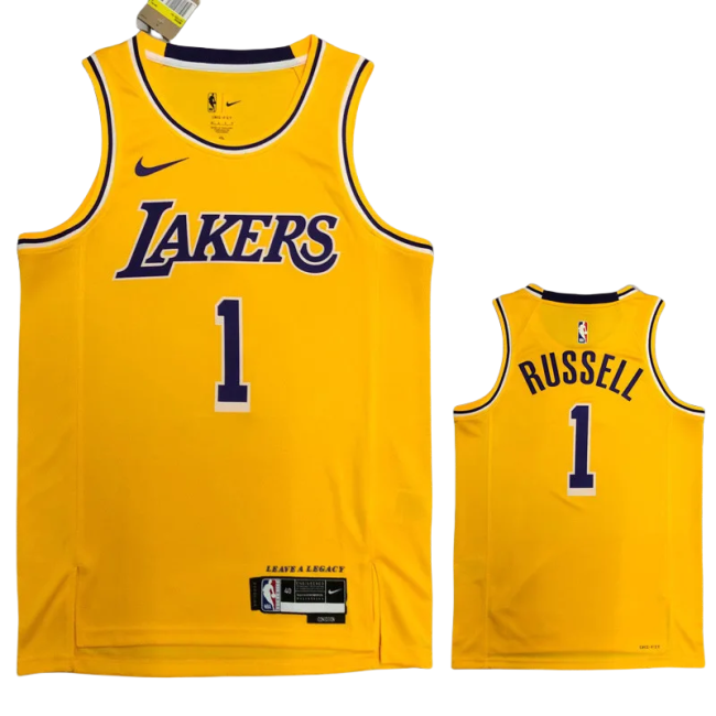 LAKERS RUSSELL #1 Yellow Top Quality Hot Pressing NBA Jersey