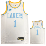 LAKERS RUSSELL #1 White Retro Top Quality Hot Pressing NBA Jersey