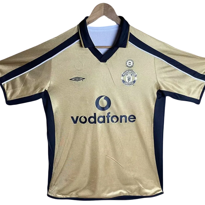 2001-2002 Man Utd Gold 100th Anniversary Retro Soccer Jersey