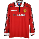 1998 Man Utd Home Long Sleeve Retro Soccer Jersey