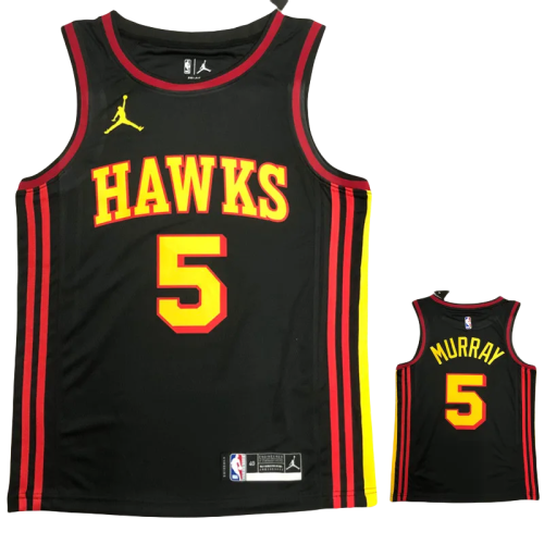 HAWKS MURRAY #5 Black Top Quality Hot Pressing NBA Jersey (Trapeze Edition)