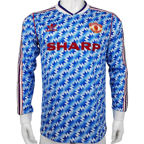 1991-1992 Man Utd Away Long Sleeve Retro Soccer Jersey