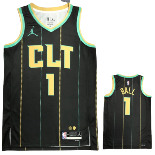 22-23 HORNETS BALL #1 Black City Edition Top Quality Hot Pressing NBA Jersey