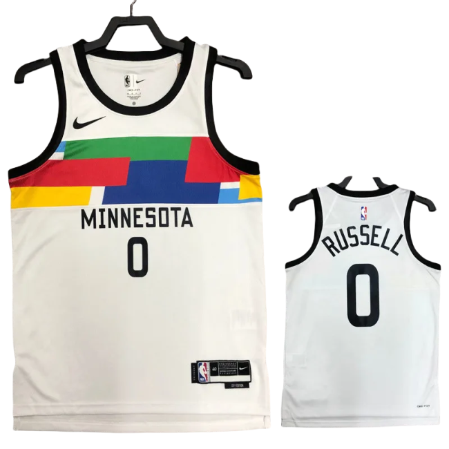 22-23 TIMBERWOLVES RUSSELL #0 White City Edition Top Quality Hot Pressing NBA Jersey