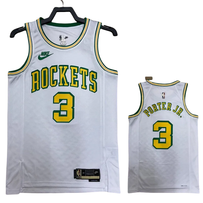 22-23 ROCKETS Porter Jr. #3 White Top Quality Hot Pressing NBA Jersey (Retro Logo)