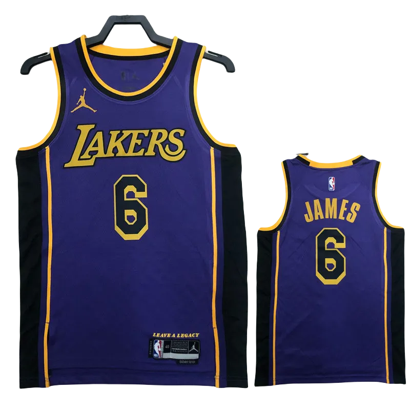 22-23 LAKERS JAMES #6 Purple Top Quality Hot Pressing NBA Jersey (Trapeze Edition)