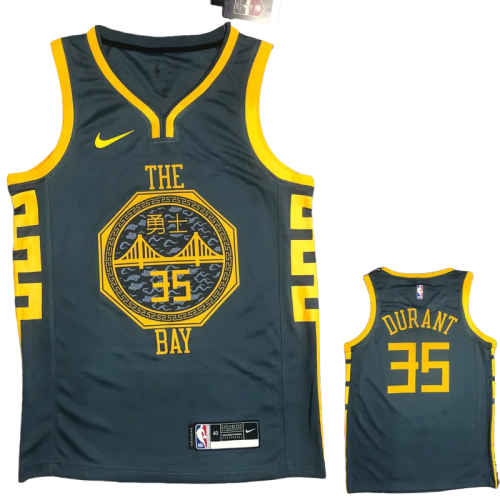 2018 WARRIORS DURANT #35 Black GrayTop Quality Hot Pressing NBA Jersey