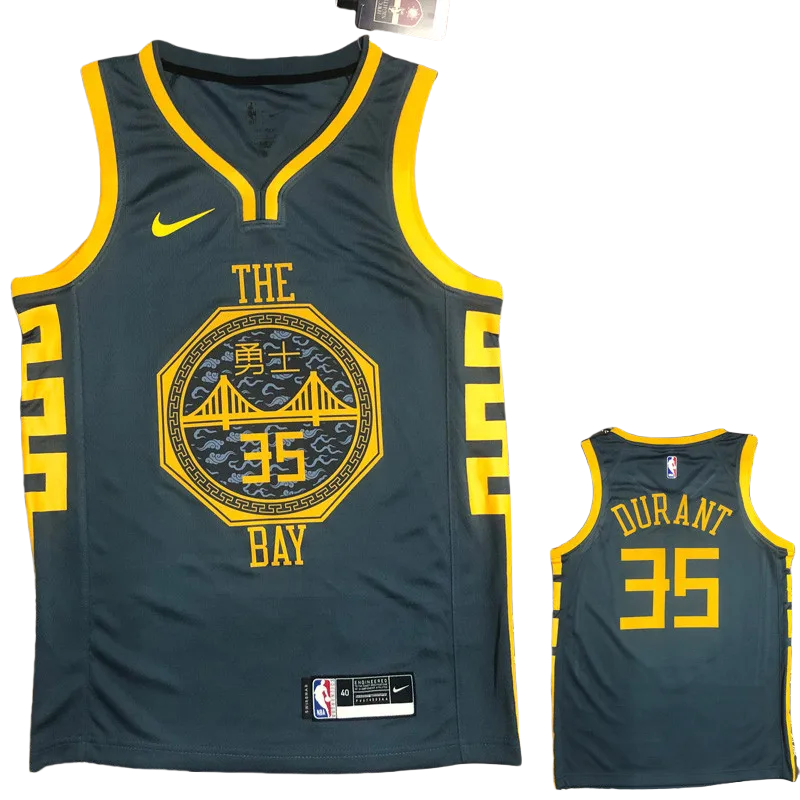 2018 WARRIORS DURANT #35 Black GrayTop Quality Hot Pressing NBA Jersey