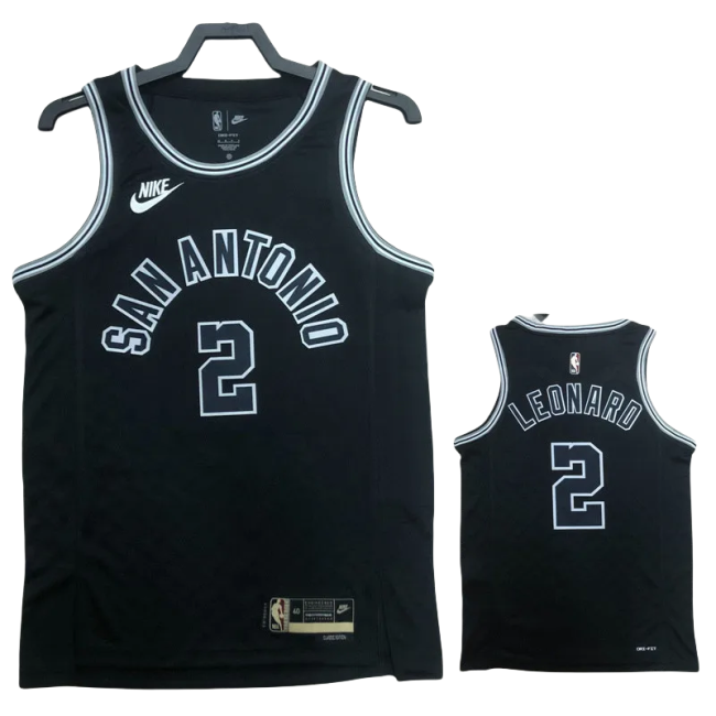 22-23 SA Spurs LEONARD #2 Black Top Quality Hot Pressing NBA Jersey (Retro Logo)
