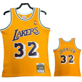 1984-85 LAKERS JOHNSON #32 Yellow Retro Top Quality Hot Pressing NBA Jersey