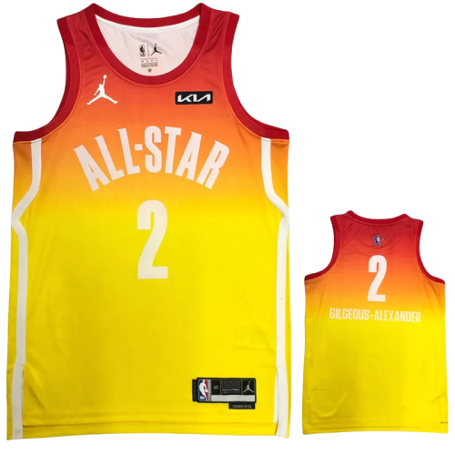 2023 ALL STAR GILGEOUS-ALEXANDER #2 Yellow Top Quality Hot Pressing NBA Jersey