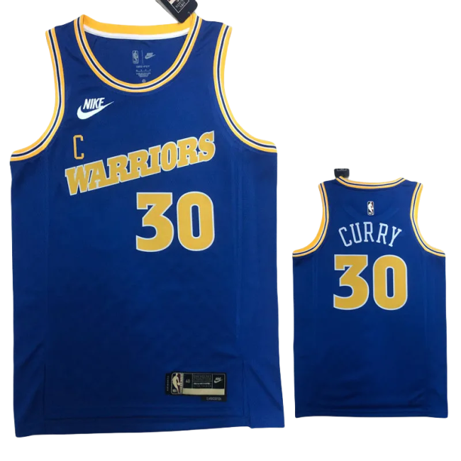 22-23 WARRIORS CURRY #30 Blue Top Quality Hot Pressing NBA Jersey (Retro Logo)