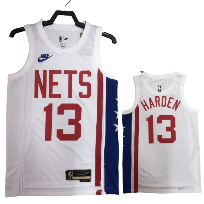 22-23 Nets HARDEN #13 White Top Quality Hot Pressing NBA Jersey (Retro Logo)